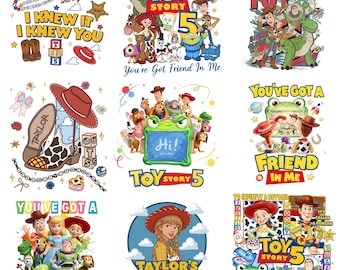 Toy Story 5 Characters Bundle PNG, Woody Buzz Jessie Digital Clipart, You’ve Got a Friend in Me, Instant Download