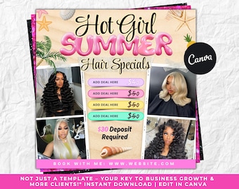 Summer Braid Sale Flyer, Summer Sale Flyer, Braid Prices Flyer, Braids Sale Flyer, Hair Flyer, Lashes Flyer, Braids Special Flyer Template