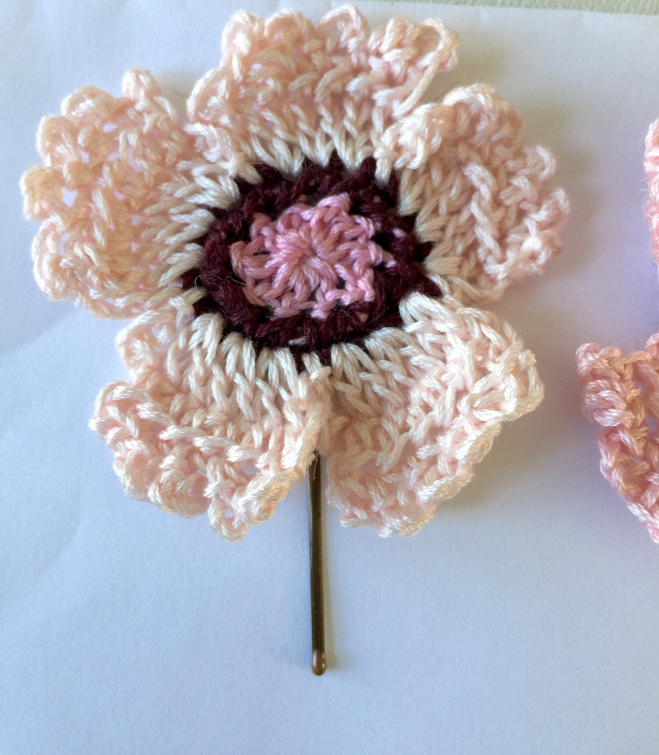 Old Fashion Pinks Crocheted Hair Pins Etsy