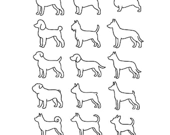 Arte lineal minimalista de perro: silueta de raza de mascota SVG PNG (descarga digital)