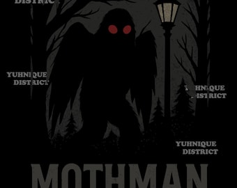Mothman Is My Homie SVG PNG Bundle: Cryptid Graphic, Forest Scene (Digital Download