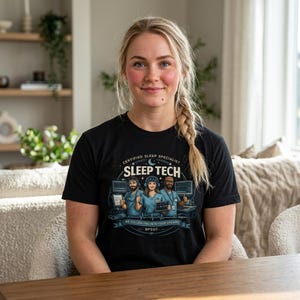 Sömnteknik-tröja, RPSGT-tröja med grafisk polysomnografi, t-shirt med sömnlabbmedicin