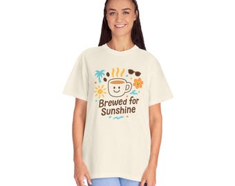 Gebrouwen voor Sunshine-T-shirt | Koffie zomershirt van 100% katoen