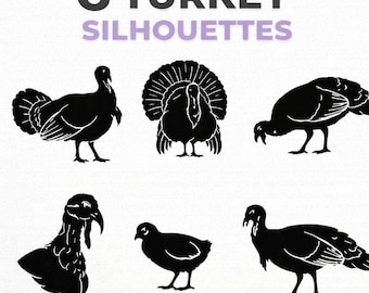Turkey Silhouette SVG Bundle | Thanksgiving Clipart (Digital Download)
