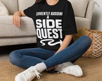 Currently Avoiding Side Quest Shirt, Funny Gamer Tee, Softstyle Cotton, Introvert Gift