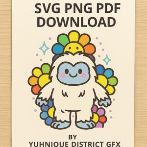 Murakami Yeti Clipart: Kawaii Snow Monster PNG SVG PDF