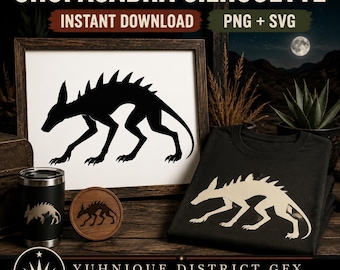 Chupacabra Silhouette SVG PNG, Puerto Rican Folklore Cryptid Art (Digital Download)