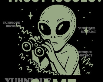 Funny Alien Clipart: Trust Issues Meme Design (SVG, PNG)