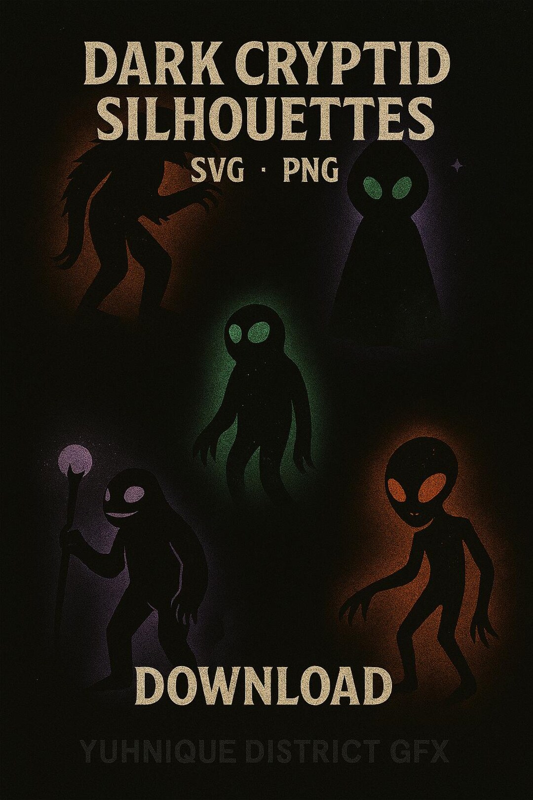 Dark Cryptid Silhouettes SVG PNG | Shadow Legends Paranormal Bundle ...