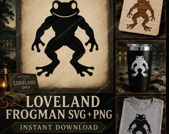 Loveland Frogman SVG PNG, Ohio Cryptid Silhouette, Cricut Laser Vinyl Crafts (Digital Download)