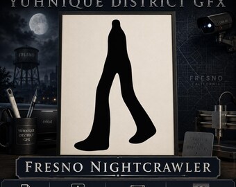 Fresno Nightcrawler SVG PNG, Cryptid Silhouette Cut File, Paranormal Art (Digital Download)