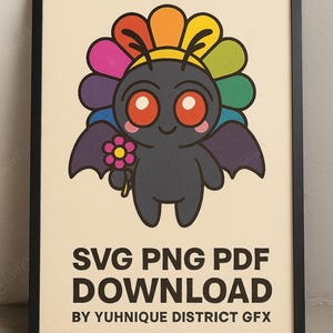 Murakami Mothman Clipart: Kawaii Cryptid SVG, PNG, PDF für Aufkleber