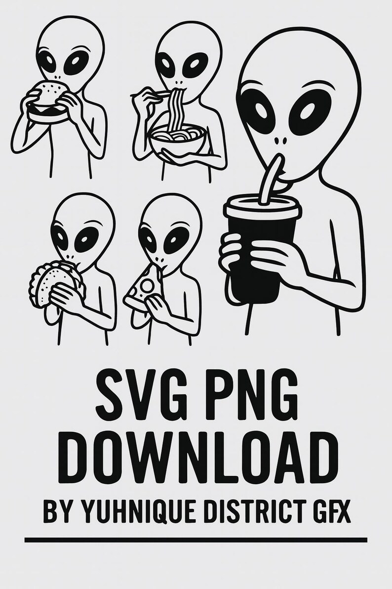 Funny Alien Food Clipart Bundle: PNG SVG Line Art (digital Download - Etsy