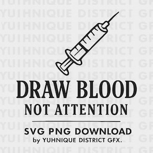 Jeringa de flebotomista (Clipart) / Arte lineal de humor médico (SVG PNG)