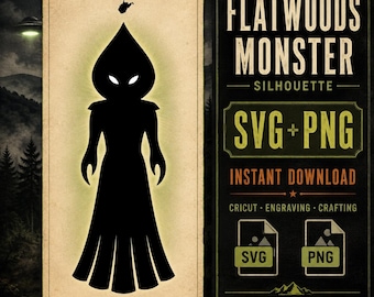 Flatwoods Monster SVG PNG, West Virginia Cryptid Silhouette (Digital Download)