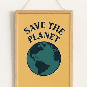 SAVE THE PLANET Earth png – vintage-geïnspireerde digitale omgevingsafbeelding