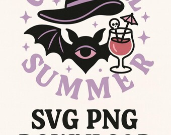 Goth Girl Summer SVG: Bat Hat Skull Clipart - Spooky Alt Design (Digital Download)