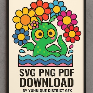 Clipart Murakami Nessie: kawaii monster van Loch Ness, png, svg, pdf