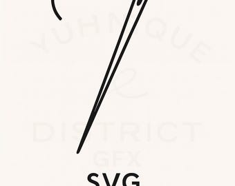 Minimalist Sewing Needle Line Art: SVG PNG Clipart (Digital Download)