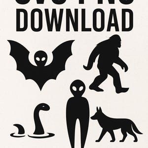 Minimalistische Cryptid SVG-PNG-set | Clipart mythisch wezen, iconen paranormale folklore