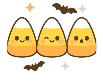 Kawaii Candy Corn Clipart: Halloween Graphics - PNG SVG