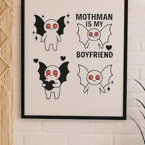 Kawaii Mothman Clipart | SVG PNG PDF Bündel | Niedliche Cryptid Digital Download für Shirts, Aufkleber, Handwerk, Sublimation