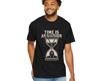 Time Is An Illusion T-Shirt: Surreal Hourglass Graphic Tee