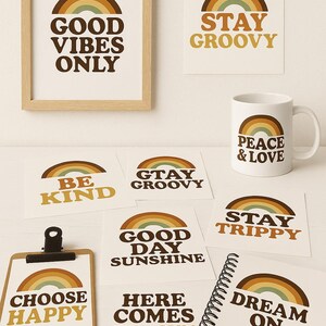 Citations rétro arc-en-ciel - Groovy Digital PNG SVG EPS pdf