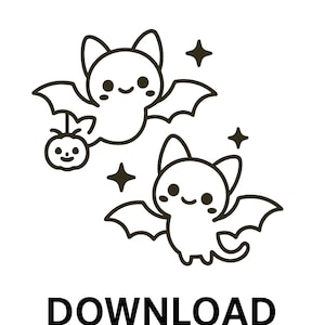 Kawaii vleermuis clipart: Halloween png SVG-bestanden (digitale download)