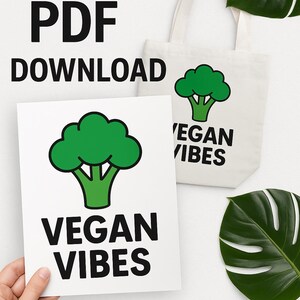 Vegan Vibes PNG PDF – Download grafico di uno stile di vita a base vegetale di broccoli