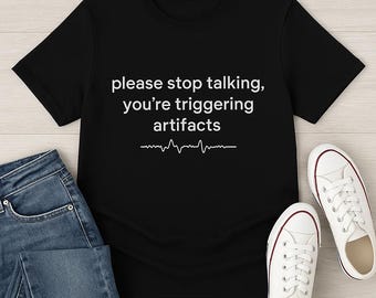 Funny Sleep Tech T-Shirt: Triggering Artifacts, Minimalist Black Cotton