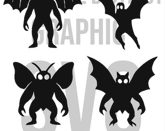 Mothman SVG Bundle – 4 Minimalist Cryptid Vector Designs | Digital Download
