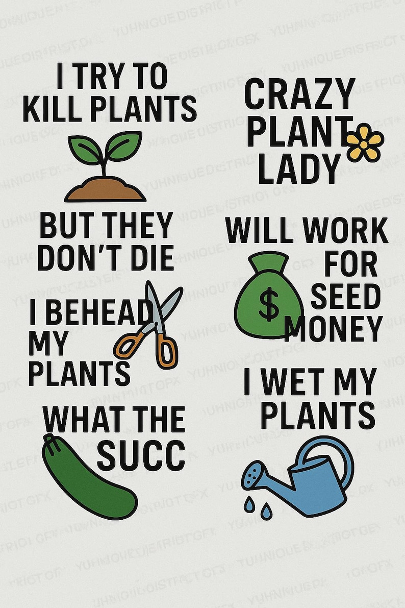 Funny Gardening Quotes PNG Bundle: Plant Lover Clipart (digital ...