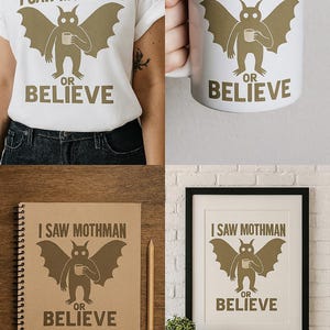 Vi a Mothman o lo creí / Retro Cryptid PNG SVG PDF