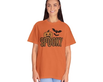 Leopard Print SPOOKY Halloween Shirt: Comfort Colors 1717 Tee