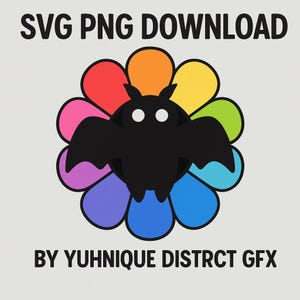 Mothman SVG PNG | Murakami Style Colorful Cryptid Clipart | Kawaii Psychedelic Cricut File