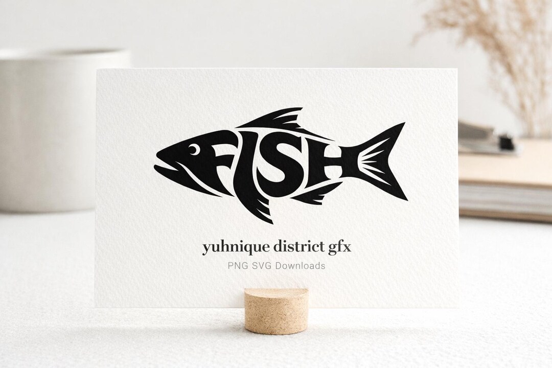 Design Fish Word Fish Word Art Silhouette | Minimalist Typography Design (SVG, PNG) - Etsy