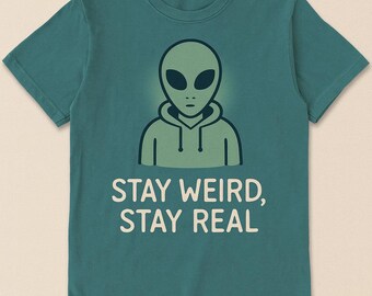 Stay Weird Alien Graphic Tee - Comfort Colors UFO Shirt