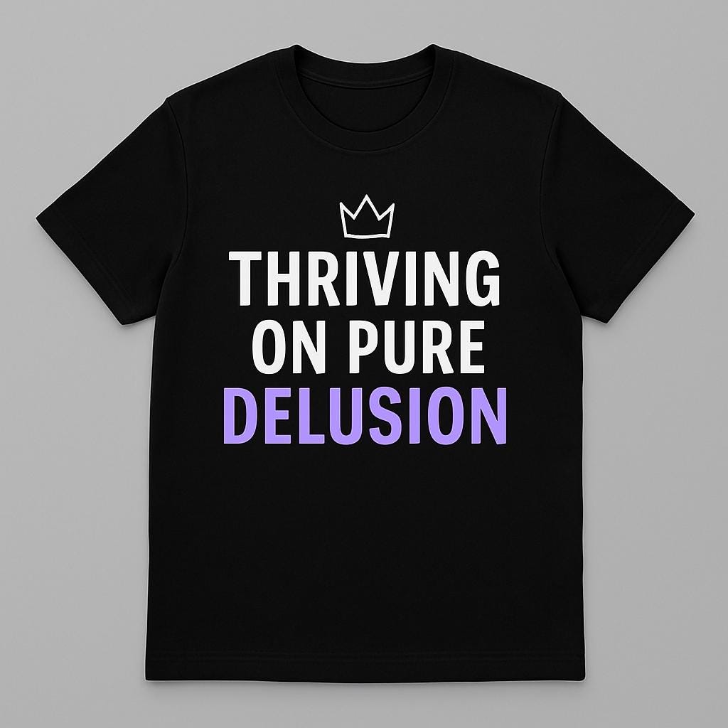 Thriving on Pure Delusion T-Shirt: Sarcastic Minimalist Graphic Tee