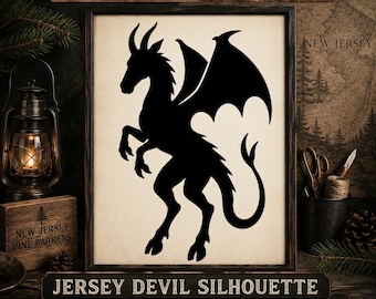 Jersey Devil Silhouette, Cryptid PNG SVG Cut File (Digital Download)