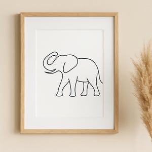Minimalist Elephant Line Art | PNG + SVG Download | One Line Drawing