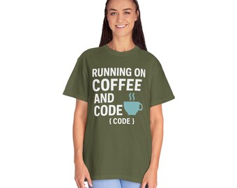 Coffee and Code T-Shirt: Funny Coder Gift, Minimalist Black Tee