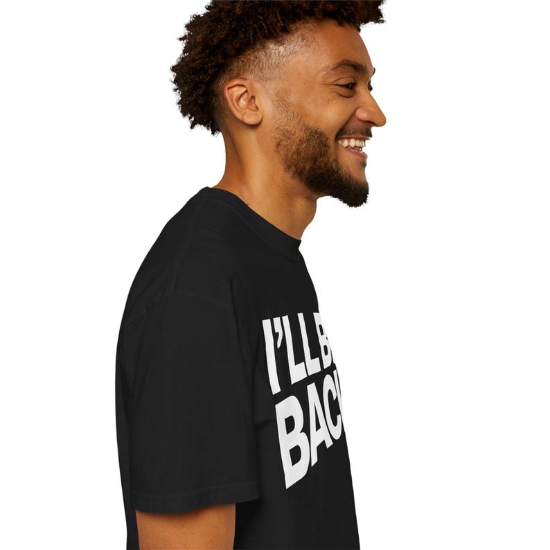 I'll Be Back" Minimalist Movie Quote T-Shirt Classic Action Film Line, 100% Cotton image 9