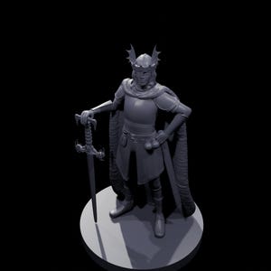 Human Female Fighter Miniature Figure - DnD RPG Character - Tabletop Gaming Collectible