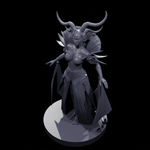 Tiefling Female Sorceress Figurine  Fantasy RPG Decor  Dungeons  Dragons Collectible