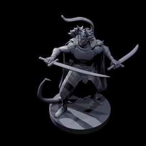 Tiefling Ranger with Two Swords - Fantasy Character Art