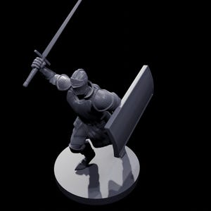 Human Male Paladin with TOWER SHIELD - Fantasy Miniature Figure for Tabletop Games