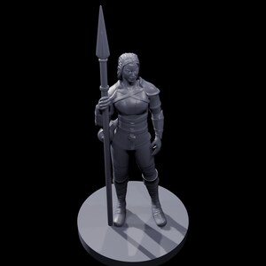 Human Female Fighter with Spear  Fantasy Miniature Figurine for Tabletop Games