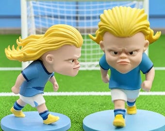 Norway Haaland Figure & Keychain Set - 15cm Funny Q Version Action Figure + 10cm Keychain | World Cup 2026 Soccer Collectible Gift
