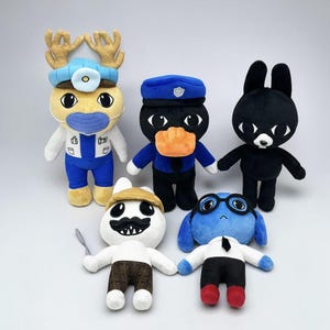 Set 5pcs Anomaly Animal Hospital Plush Doll Ratthew Animal Hospital Barney Dog Stuffed Animal Hospital Game Plush Intern Lobby Cat Bunny
